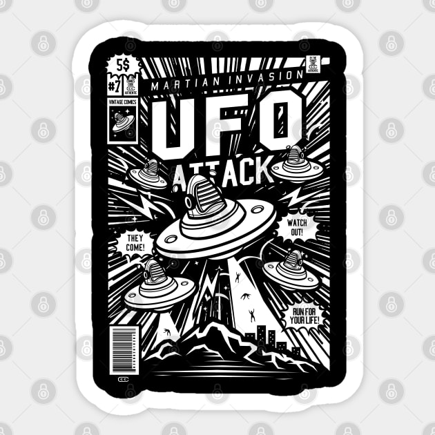 UFO Attack Sticker by TeeGo